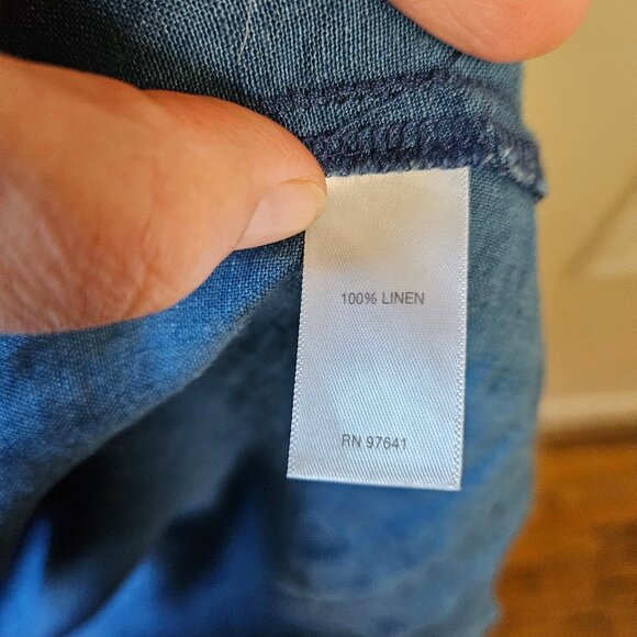 J. Jill Pure Indigo Dyed Blue Linen Cardigan Kimono Open Front Jacket 4X Plus - Picture 6 of 6